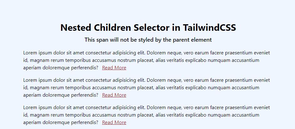 nested child selector in tailwindcss