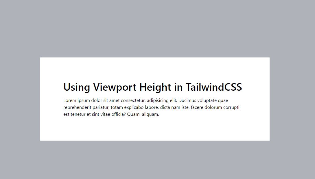 Using viewport height in TailwindCSS